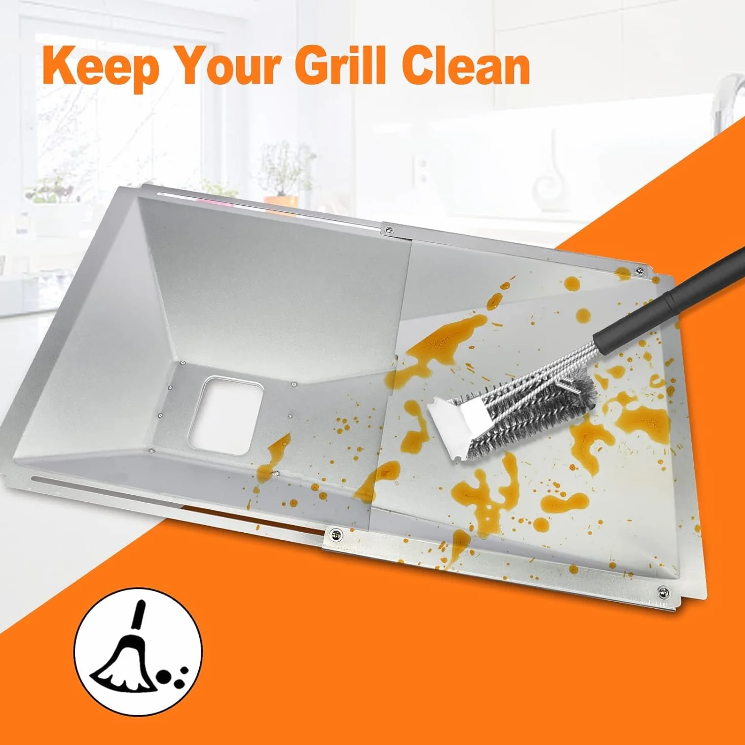 GFTIME Vaschetta per Grasso Universale con vaschetta di Raccolta da 38 cm Fino a 65 cm, Regolabile per bruciatori da 2/3/4 di Charbroil, DynaGlo, Nexgrill, Kenmore, Uniflame e Molto Altro Ancora
