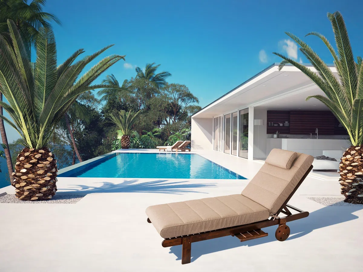 Cuscino per sedie o lettino, per esterni, 204 x 60 x 10 cm, beige