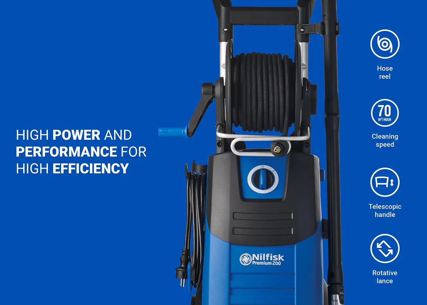 Idropulitrice Nilfisk Premium 200 Bar - Idropulitrice ad Alte Prestazioni + Super Spruzzatore di Schiuma - per Terrazze di Grandi Dimensioni e Automobili (3300 W)