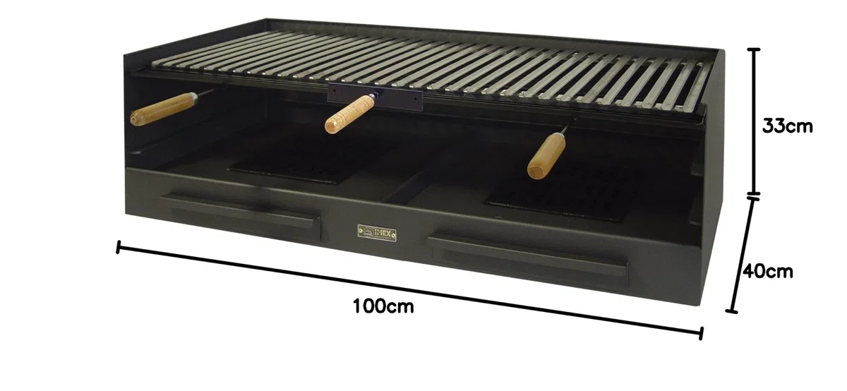 IMEX EL ZORRO, 71470 - Barbecue in acciaio inox, 100 x 40 x 33 cm, colore: nero