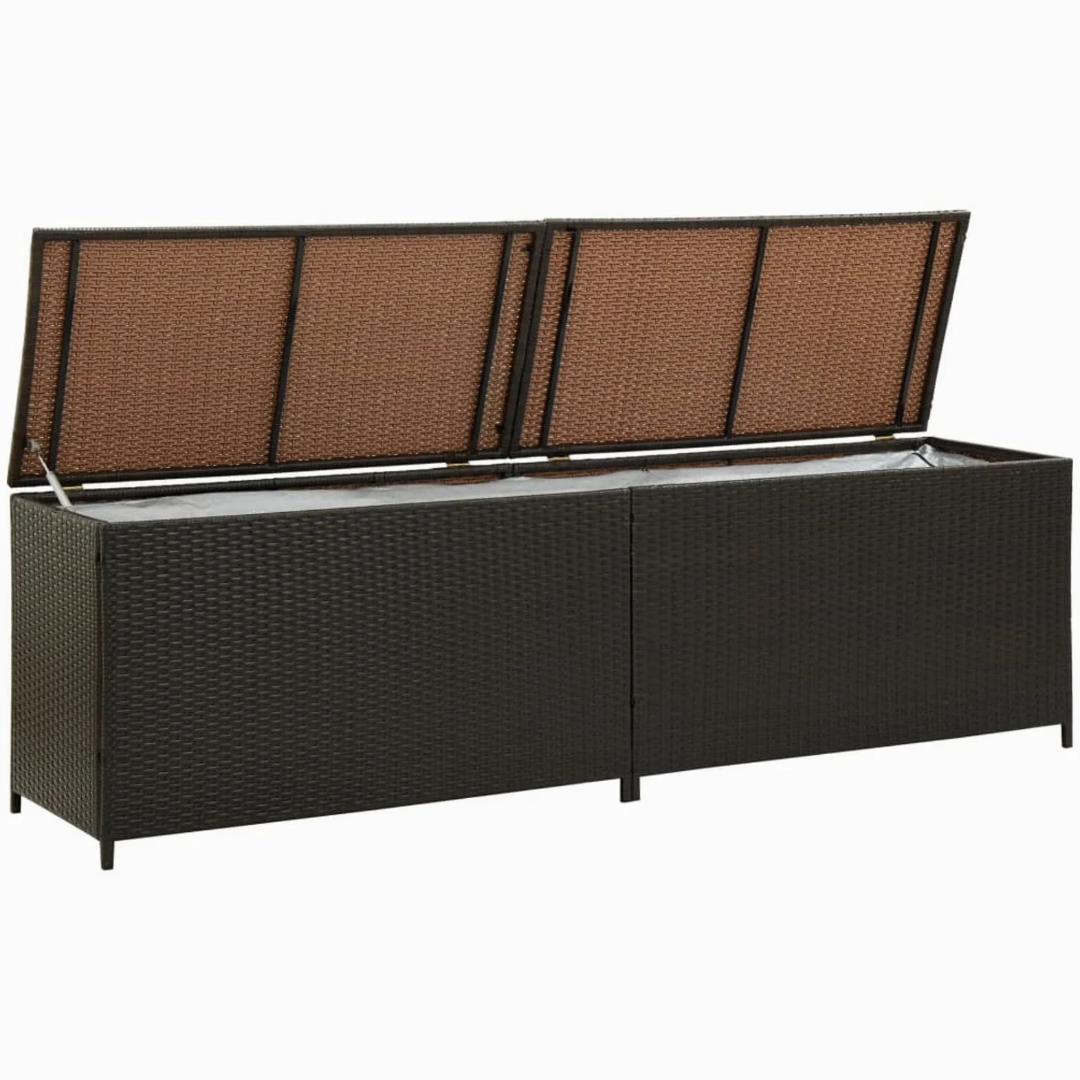 Gecheer Baule da Giardino in Rattan, Cassapanca Contenitore da Esterno, 200x50x60 cm Marrone