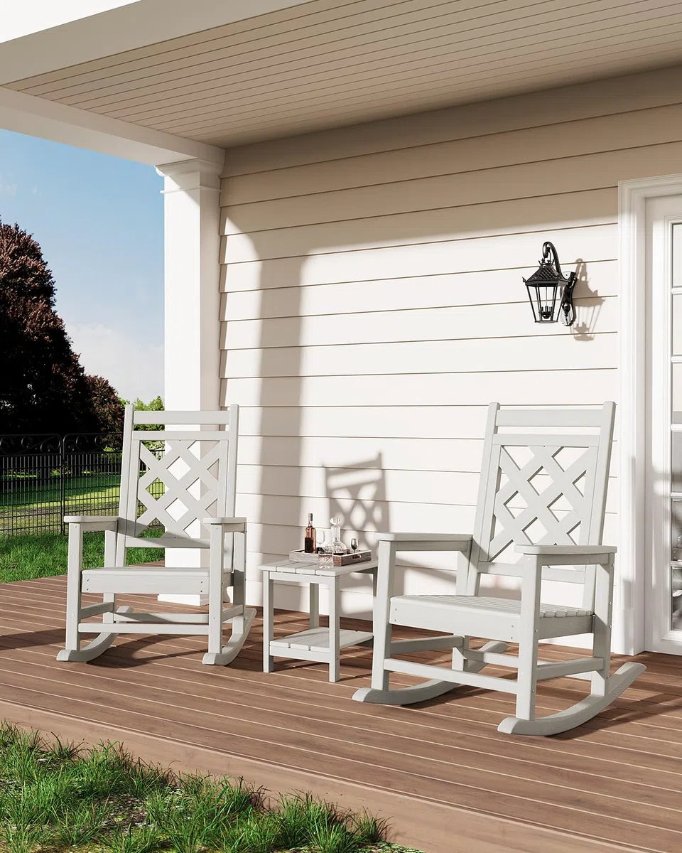 Comfort Superiore - Sedia a Dondolo Da Giardino Adirondack in HDPE, Schienale Alto, Resistente Alle Intemperie, Capacità Di Carico 380 kg, Ideale Per Terrazza, Patio, Piscina o Veranda