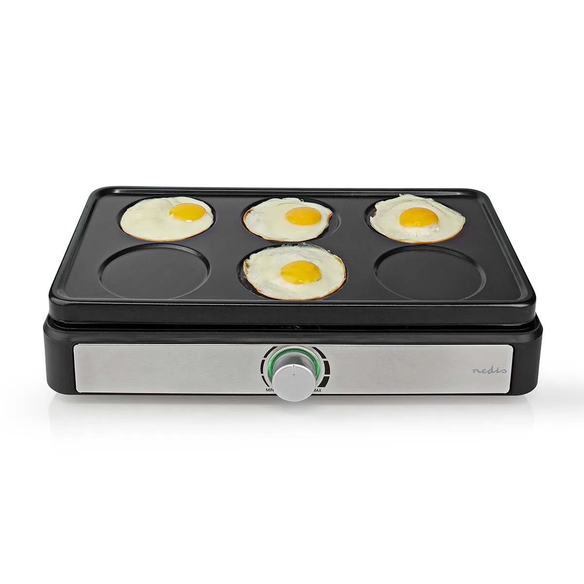NEDIS FCRA310FBK6 set wok da tavola – per 6 persone – con mini wok e spatole – regolazione della temperatura – rivestimento antiaderente – design rettangolare – nero