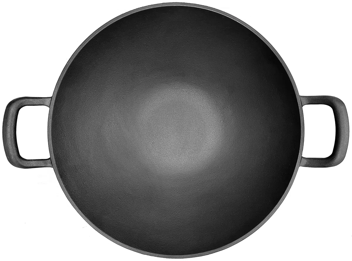 Wok in 100% ghisa con superficie smaltata, diametro 36 cm, grande, grill, induzione, fuoco, barbecue a gas, padella wok, con guanti da barbecue di alta qualità