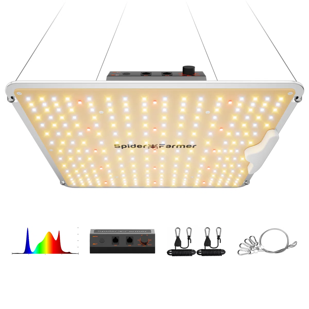 Spider Farmer SF1000 100W Lampada per Piante da Interno, LED Migliorate Dimmerabili a Spettro Completo, Elevato PPFD, Penetrazione Luminosa Semenzali Verdure Fiori, Tende Coltivazione 60x60/90x90cm