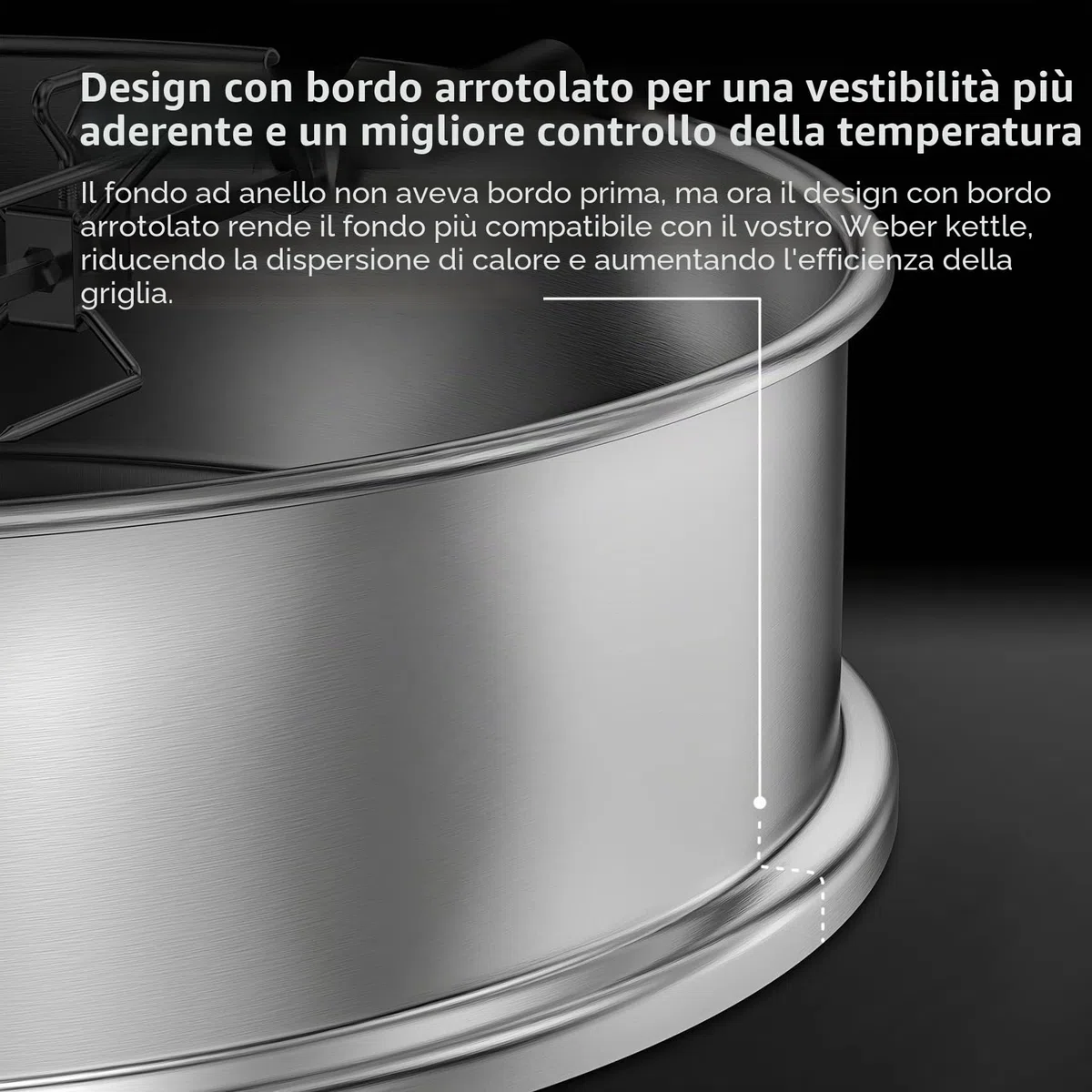 onlyfire Carbone bollitore Grill Acciaio Inossidabile girarrosto Arrostire Kit Anello con spiedo, Motore Elettrico Si inserisce Weber 57 CM bollitore BBQ e Altre Griglie 57cm Kettle