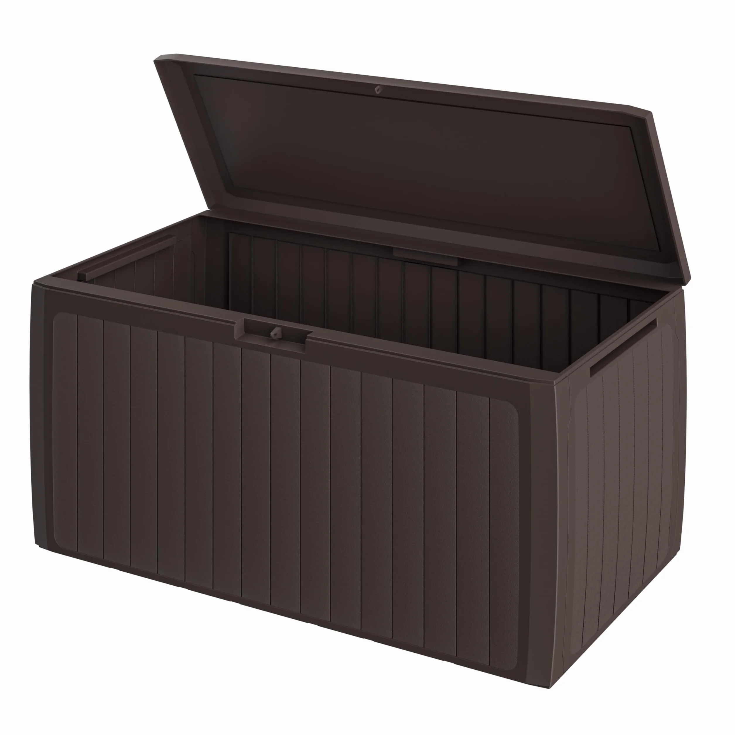 Casaria Baule da Giardino 117x47x60cm Aspetto Legno 290L Box Multiuso Multibox Cuscini 6 Ruote Coperchio Esterno