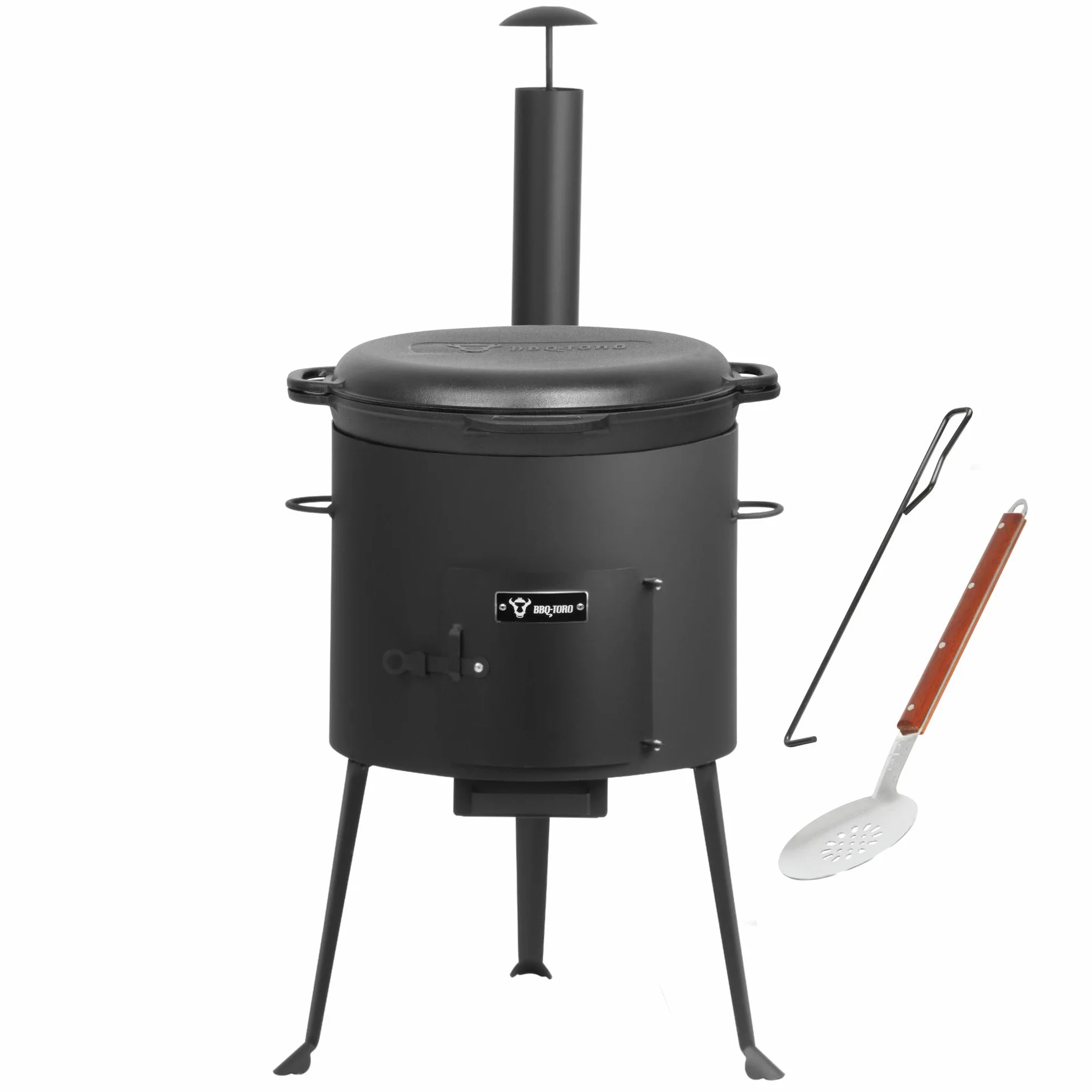 BBQ-Toro Kazan in ghisa con forno Kazan Ø 39,5 cm, pentola da 16 l con coperchio, in ghisa, per gulasch, caldaia, forno da esterno, forno elettrico, forno singolo, camino, cucina all'aperto