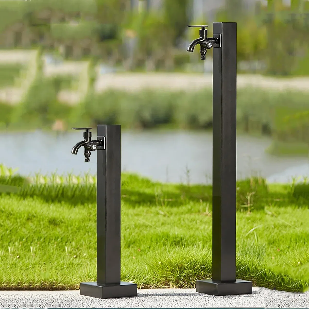 Colonna Del Rubinetto da Giardino In Acciaio Inossidabile 304, Fontana D'acqua Indipendente con Rubinetto A Doppia Uscita E Tubo Interno In Acciaio Inox, per Esterno Casa Giardino