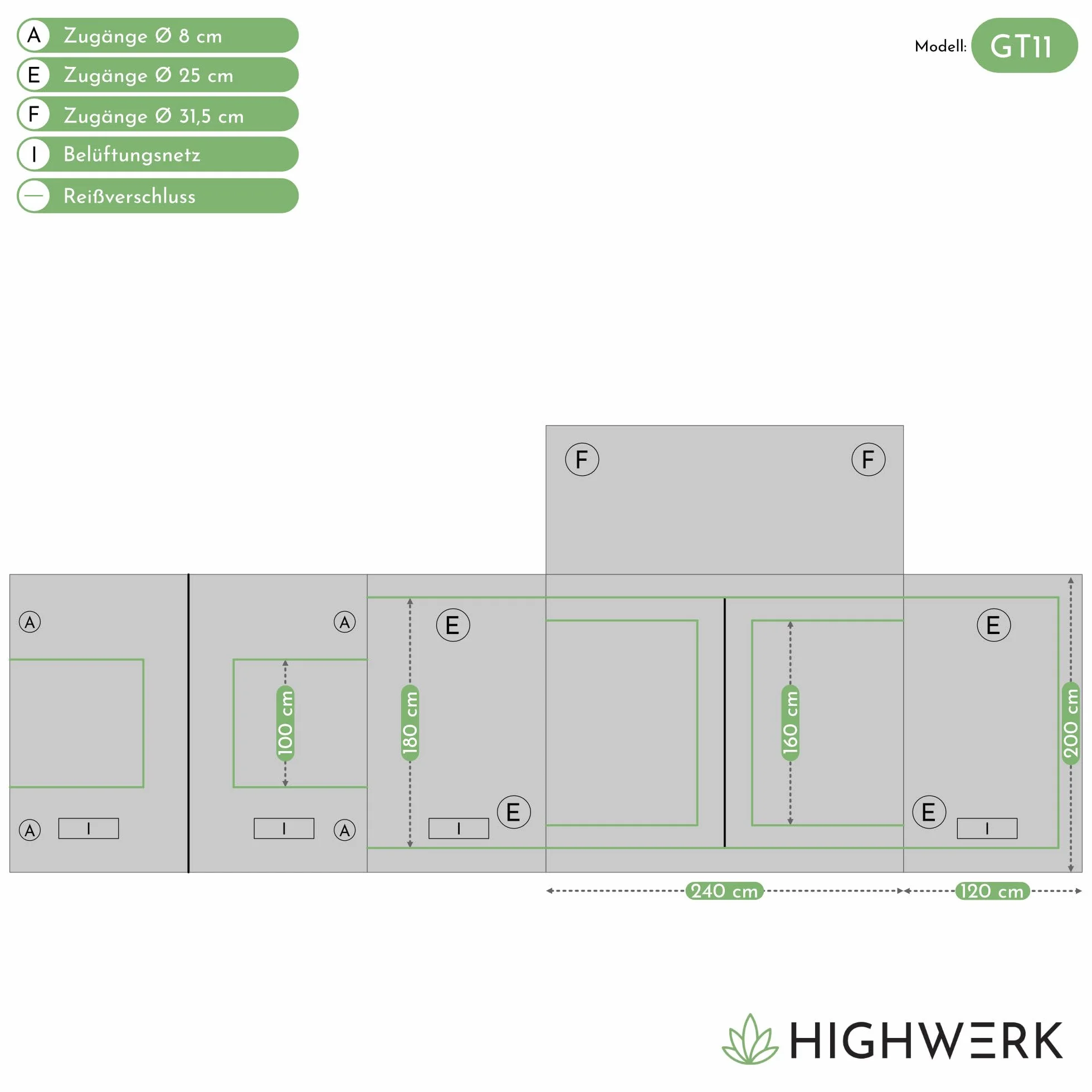 Tenda da coltivazione 240 x 120 x 200 cm | MyHomeGrow Grow Tent, grigio | Tenda da coltivazione indoor per la coltivazione di piante | Growbox, Homegrow, armadio da coltivazione