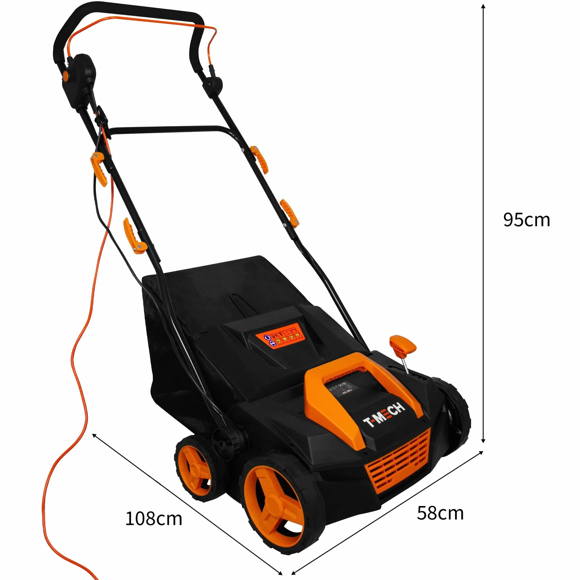 Aspiratore elettrico per erba artificiale Pulitore Spazzatrice di foglie e rami Autonomo con cavo da 12metri 50L sacco di raccolta 5 altezze regolabili 12,2 kg Leggero 3500RPM 1800W