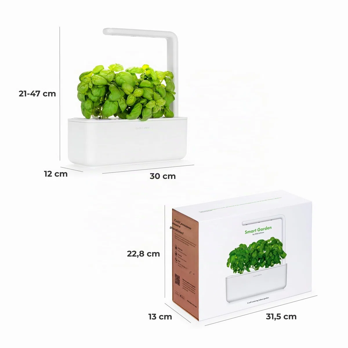 Click & Grow Smart Garden Orto in Casa, Kit Completo con 3 Capsule di Basilico, Illuminazione e Irrigazione Automatica, Idroponica Semplificata