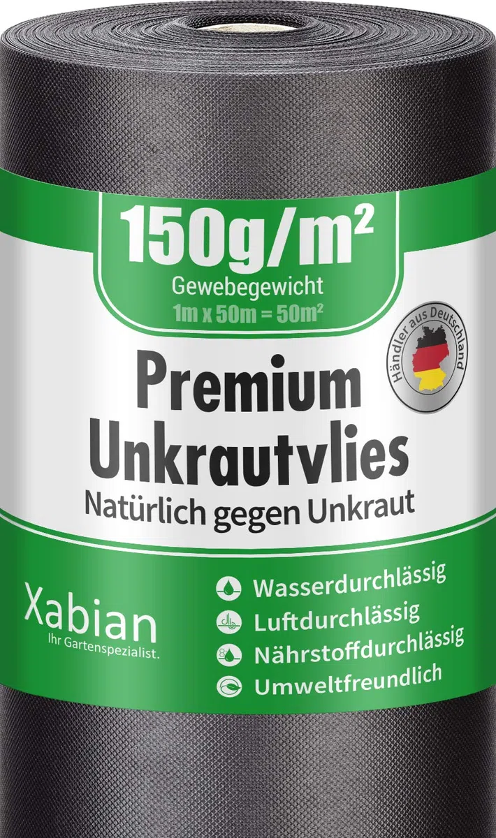 Tela Anti-Erba, 150 g/m², Nero, 25 m², 50 m², 75 m², Tessuto Non Tessuto antistrappo 50 m (50 m2), Nero