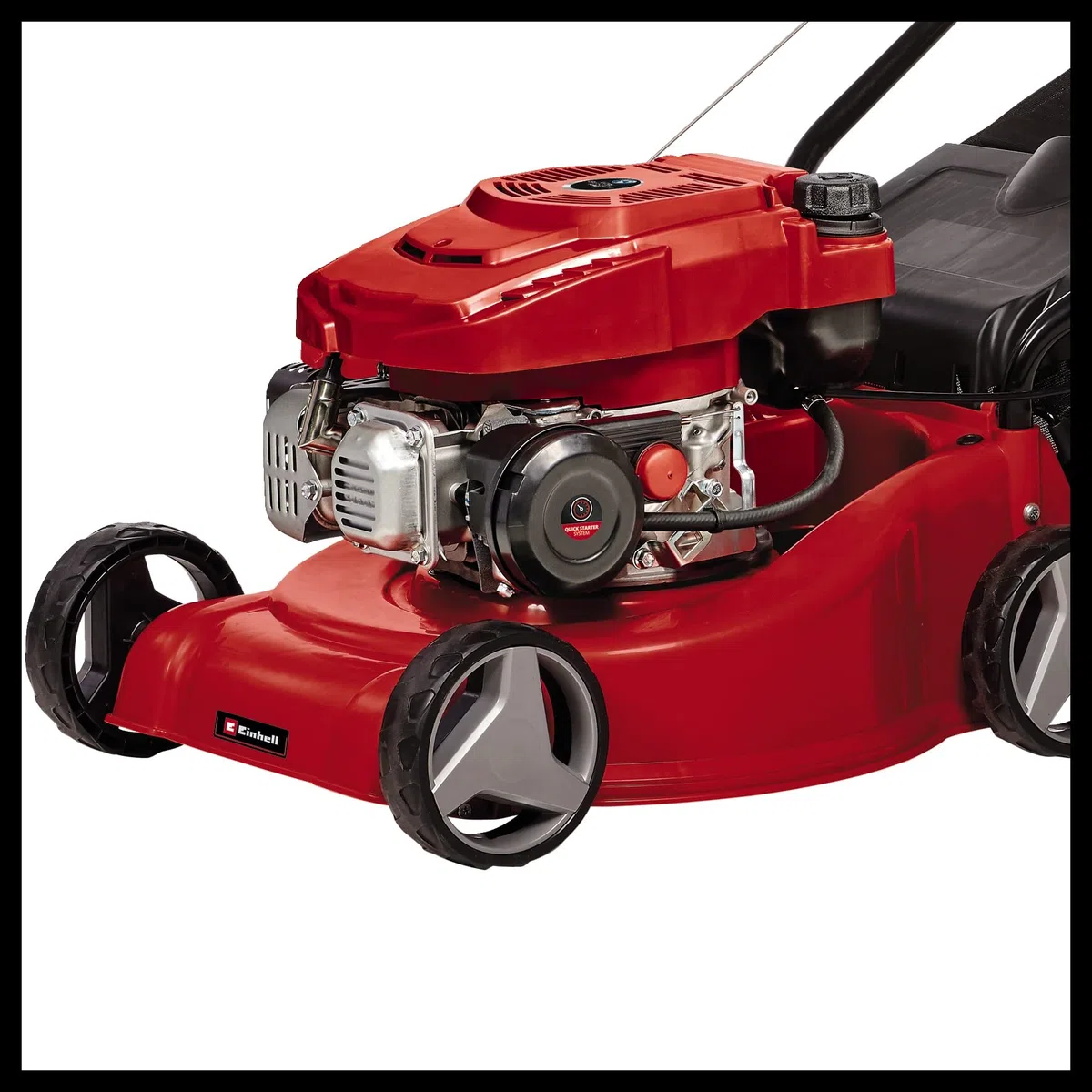 Einhell Tosaerba a benzina GC-PM 40/2 (2 kW, 1 cilindro, motore a 4 tempi, cilindrata 132 cm³, sacco da 45 l con indicatore di livello, larghezza di taglio 40 cm, consigliato fino a 800 m²)