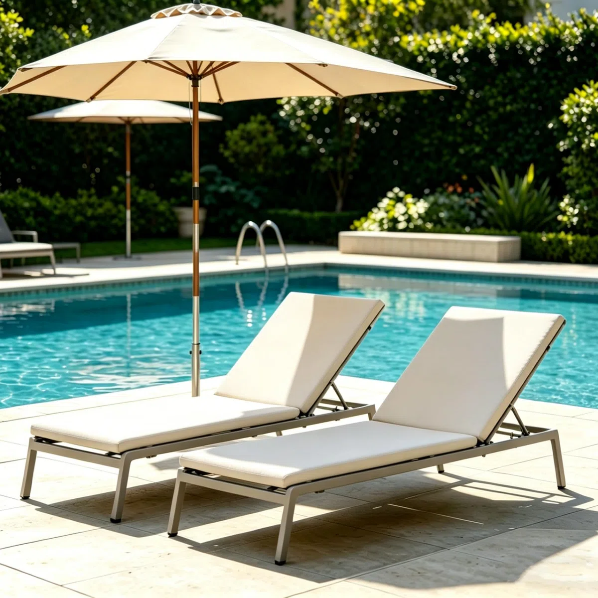 LIFEZEAL Set di 2 Cuscini per Lettino Prendisole, 182 x 59 cm, Alto 4,5 cm, Cuscini per Sedie da Esterno Pieghevoli con Cinturino in Velcro, per Letto da Campeggio, per Viaggi, Vacanze