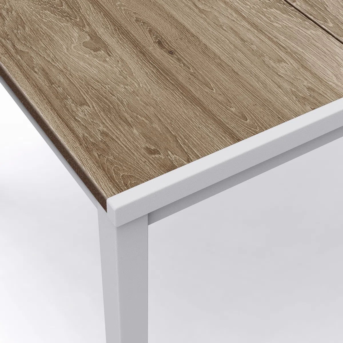 Keter Avon Tavolo da Pranzo Esterno per Giardino e Terrazza, 200x95x75H cm, Adatto per 8 Persone, Piano in Finitura Effetto Legno, Struttura in Metallo Bianca