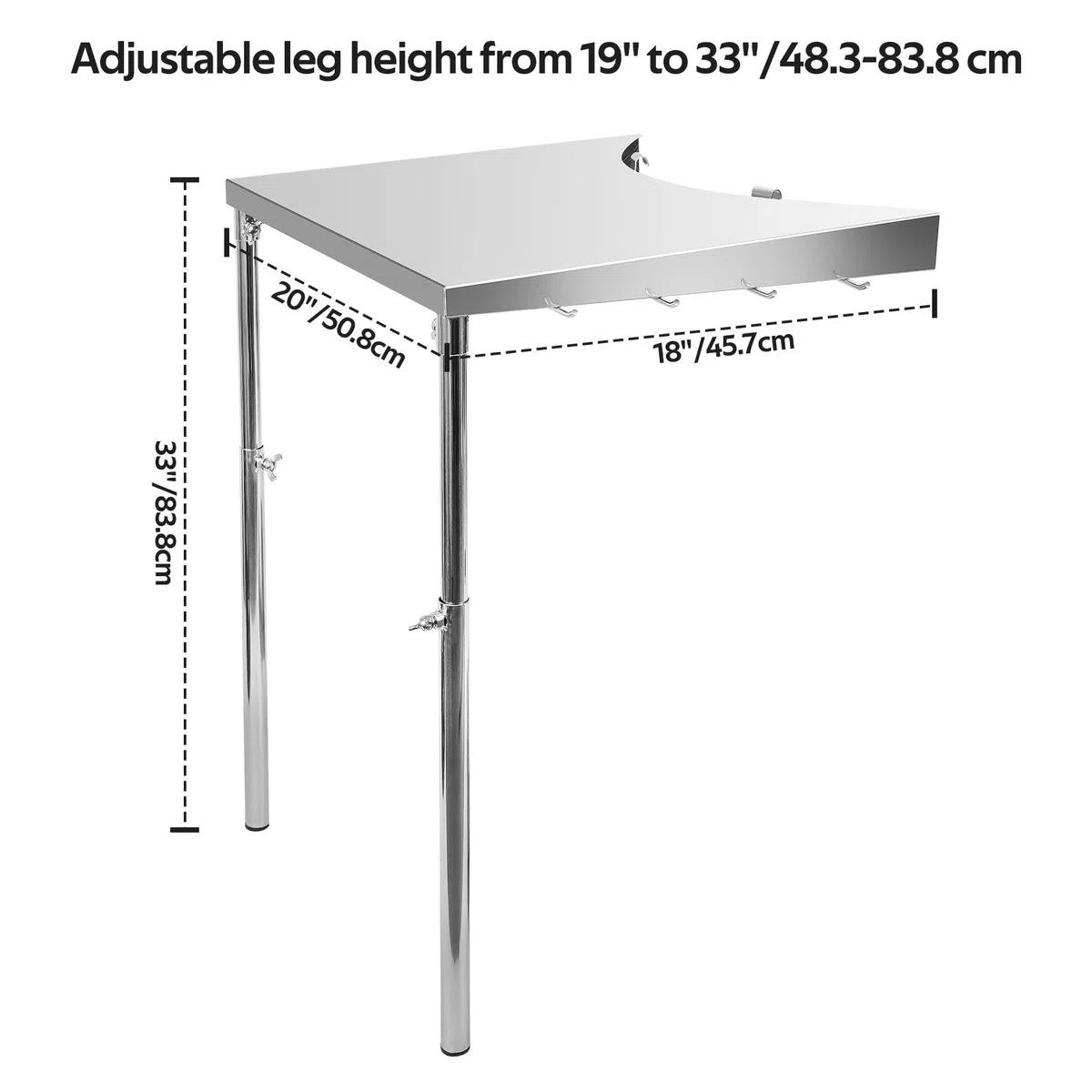 onlyfire Tavolino da Barbecue, Ripiano Laterale Accessori per Barbecue, Tabella di Lavoro dell'acciaio Inossidabile per Le Griglie del Carbone di Legna del Bollitore di Weber
