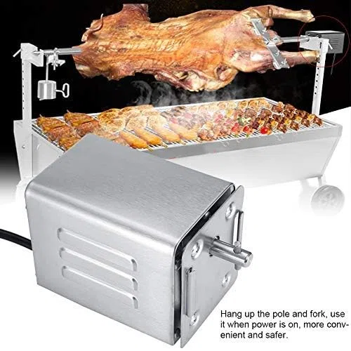 Longzhuo Girarrosto per Barbecue Motore della, Acciaio Inossidabile Arrosticini Griglia Motor, Motore Girarrosto 220v, Carico 50-70 kgF, Adatto Girarrosto, Girarrosto Elettrico(Spina Europea 220V)