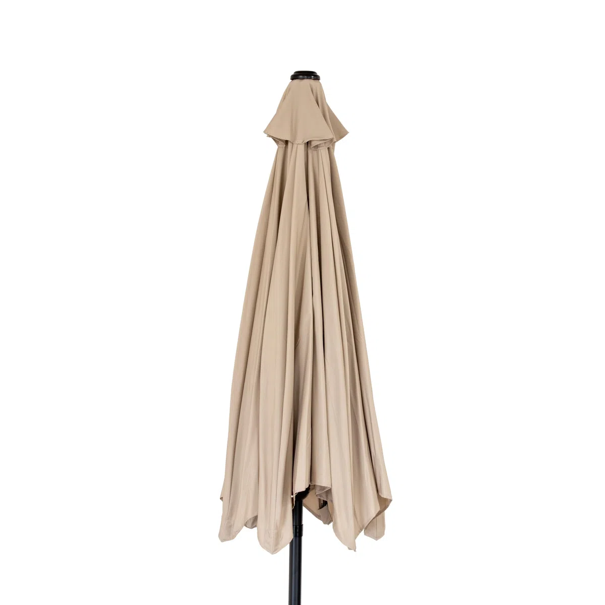 Ombrellone da Giardino 270 cm Beige – GARDENIA Moon Round, Palo in Acciaio Antracite, Inclinabile, Antivento, con Manovella, per Terrazzo, Spiaggia, Giardino, Balcone