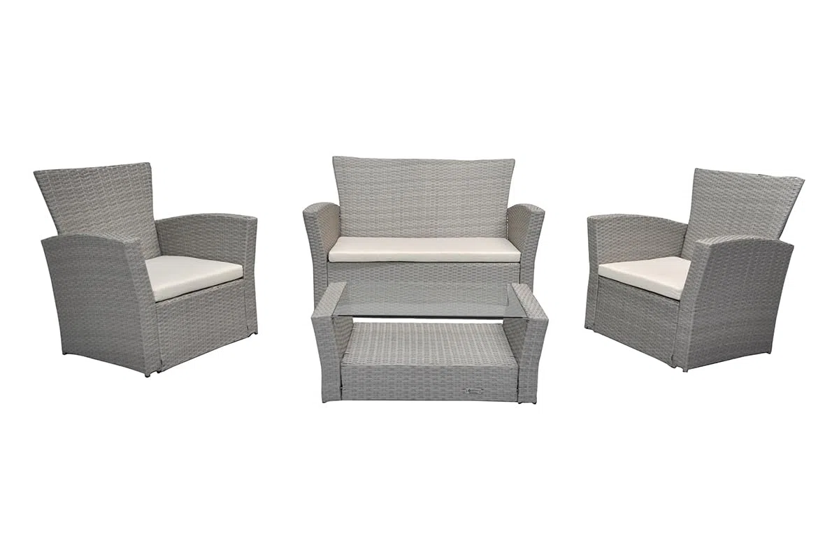 SAMIRA Salotto da giardino in rattan, set di divani da esterno in polyrattan mod. Aurora tortora