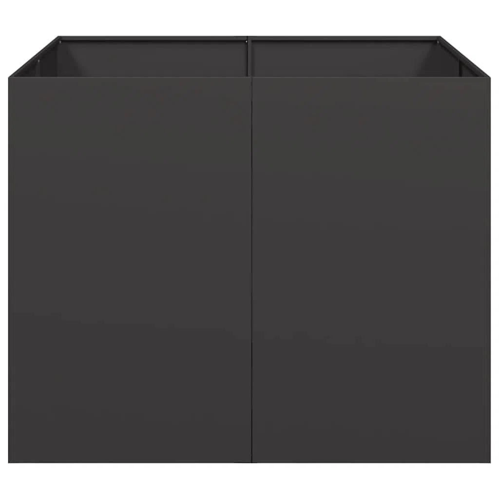 vidaXL Fioriera Nera 100x100x80 cm in Acciaio, Vaso per Piante, Supporto per Piante, Letto rialzato, Supporto per fioriera, Vassoio per Piante