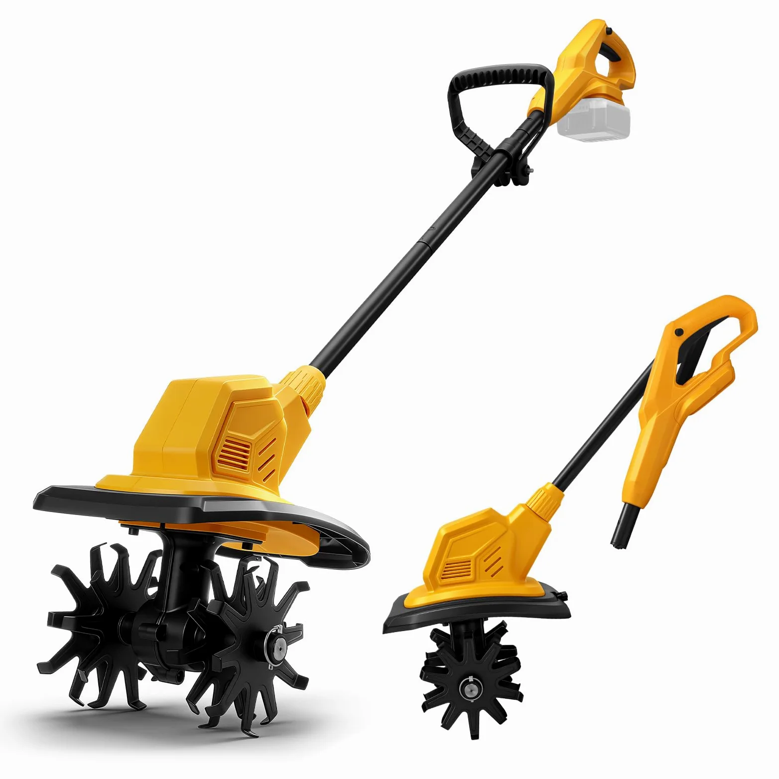 Motozappa senza fili per Dewalt 18 V, 20 V Batteria, Motozappa a Batteria con Motore Brushless, Altezza Regolabile, larghezza di lavoro 20 cm, profondità di lavoro 18 cm, per Giardini e Cortili