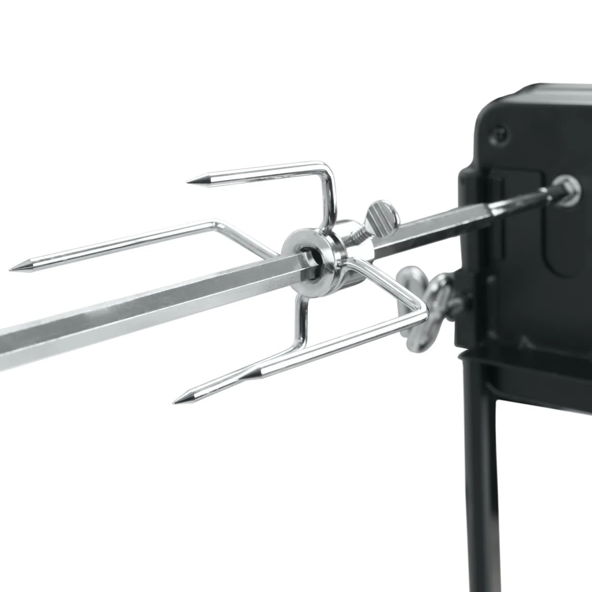 BBQ-TORO Set spiedini per Escursioni, Campeggio, falò e Altro, 90 cm, 2 Aghi per Carne, Motore (con Batteria)