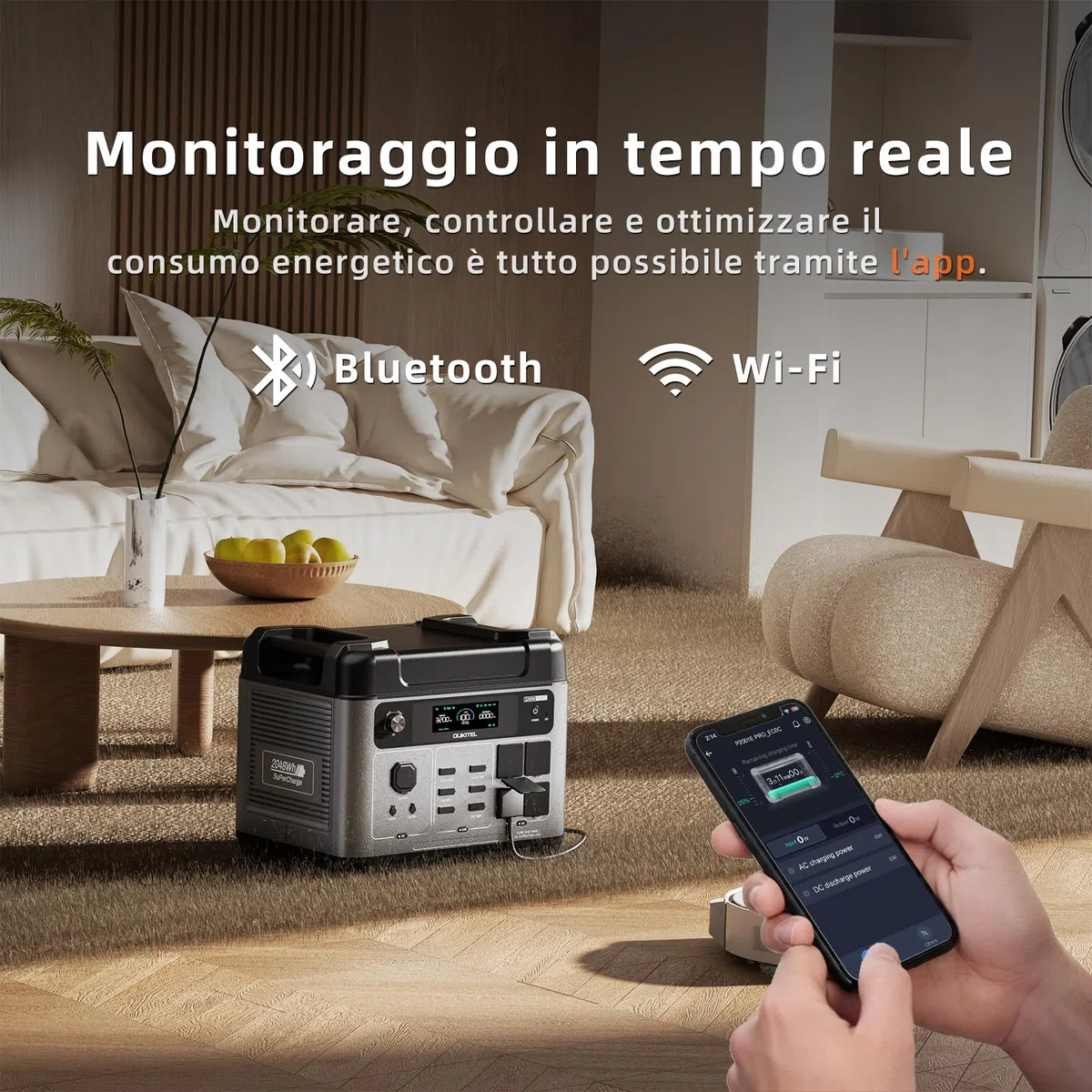 OUKITEL 3200W Centrale Elettrica Portatile con Pannello Solare da 400W, 2048Wh Generatore Solare, Batteria LiFePO4, Controllo APP, Portable Power Station per Campeggio, Camper, Casa