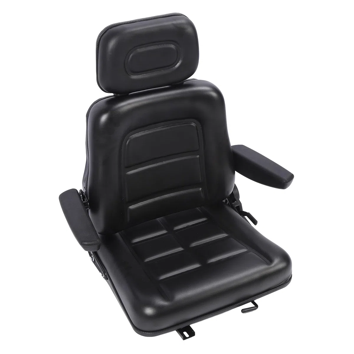 Sedile per Trattore Regolabile Universale Carrello Elevatore Escavatore Dozer Nero (Con Bracciolo)