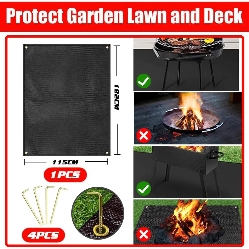 Tappetino protettivo per barbecue, base ignifuga, 182 x 115 cm, resistente all'acqua e all'olio, multiuso