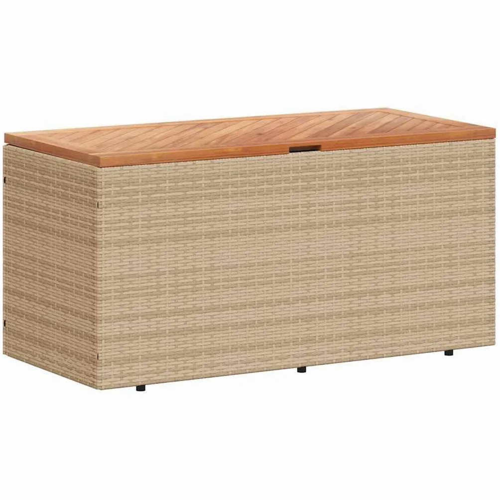 vidaXL Contenitore da Giardino Beige 110x50x54 cm Polyrattan e Acacia