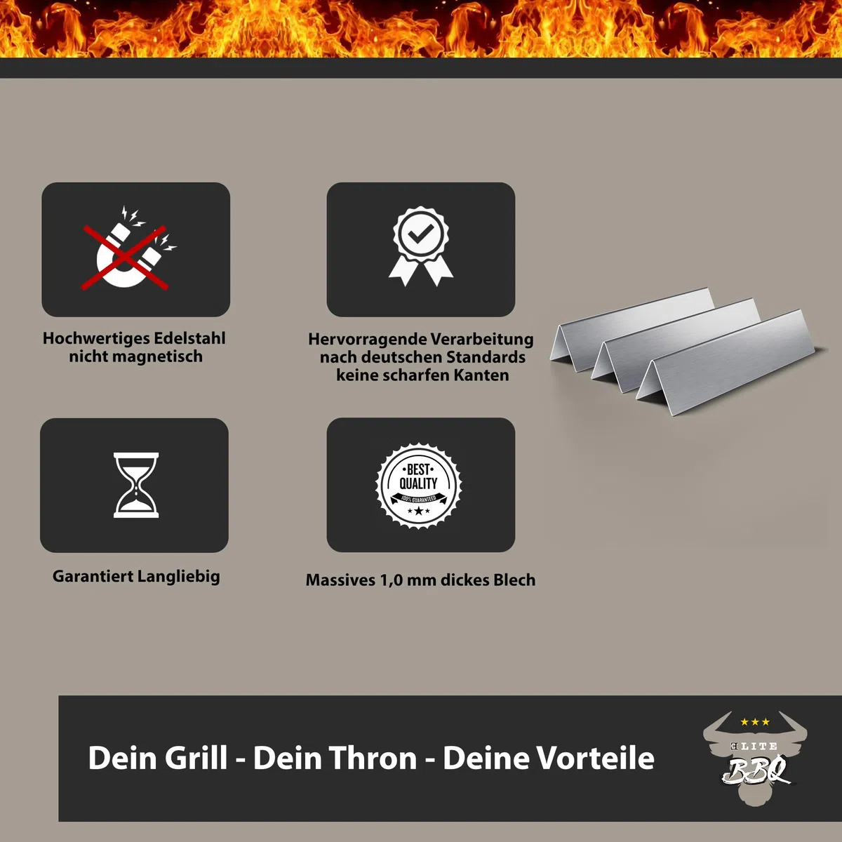 ELITE BBQ Flavorizer Bars per Weber Spirit 210, barre aromatiche per Weber Spirit 210 220 dal 2013, lamiera di fiamma, distributore di fiamma, Weber Spirit Grill a gas Spirit 210 pezzi di ricambio