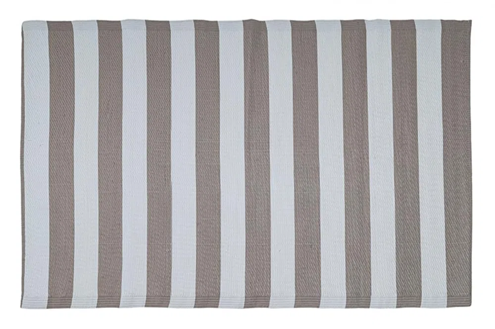 VERDELOOK | Tappeto Summer a Righe Bianco/Beige 180x270 cm in Polipropilene, Tappetino per Interni ed Esterni Lavabile, Arredo Tessile per Giardino, Terrazza e Balcone