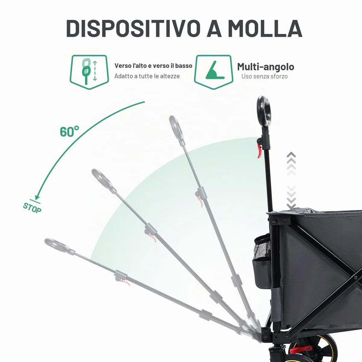 TIMBER RIDGE XXXL Carrello pieghevole 300L 160KG con Freno Reti Anti-Caduta Carrello di Trasporto Tasca Laterale Porta Bevande Maniglia Regolabile Carrello per giardino da spiaggia da campeggio