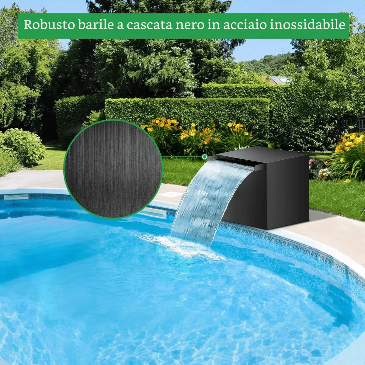 Biling Set Completo per Stagno, Acciaio Inossidabile Cascata con Filtro per laghetto, con Pompa per laghetto da 80 W, 4500 l/h, cascate, ruscelli da Giardino, Gioco d'Acqua