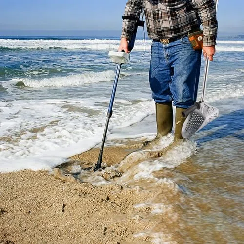 Paletta per sabbia in acciaio inox resistente con manico rimovibile per rilevare metalli subacquei e da spiaggia
