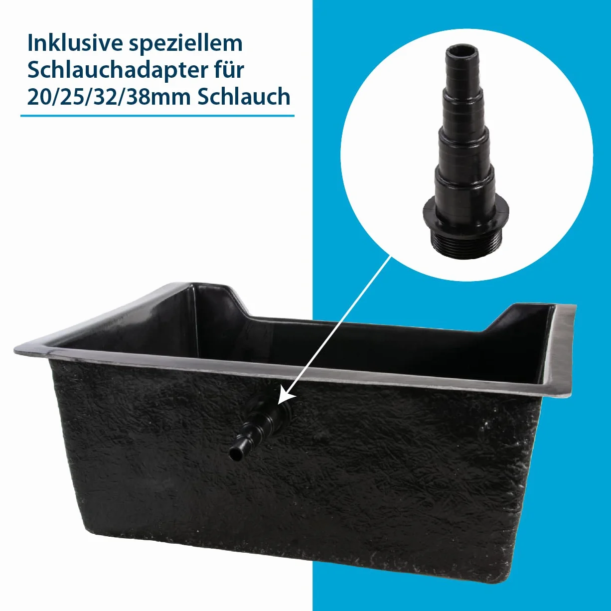 AQUAFORTE Fastfall 72 - Cascata 72 x 62 x 28 cm, in Poliestere Spesso 3 mm, con Adattatore Speciale per Tubo da 20/25/32/38 mm, Portata di 1300-9000 l/h