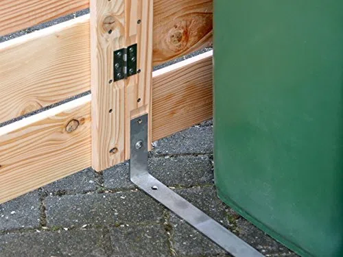 Set di 3 contenitori per bidoni della spazzatura, 120 l, in legno, colore: bianco