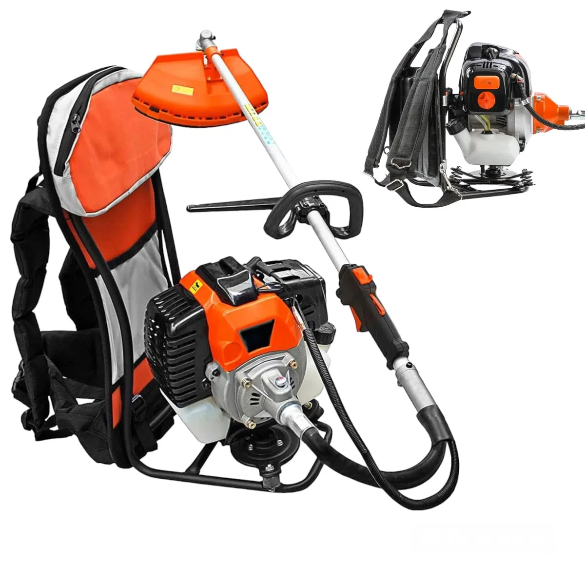 TANIASHOP Decespugliatore a zaino con motore a scoppio 63CC Decespugliatore a Spalla multifunzione 2 in 1 professionale con testina doppio filo da 2mm e disco tre denti per fai da te o professionisti