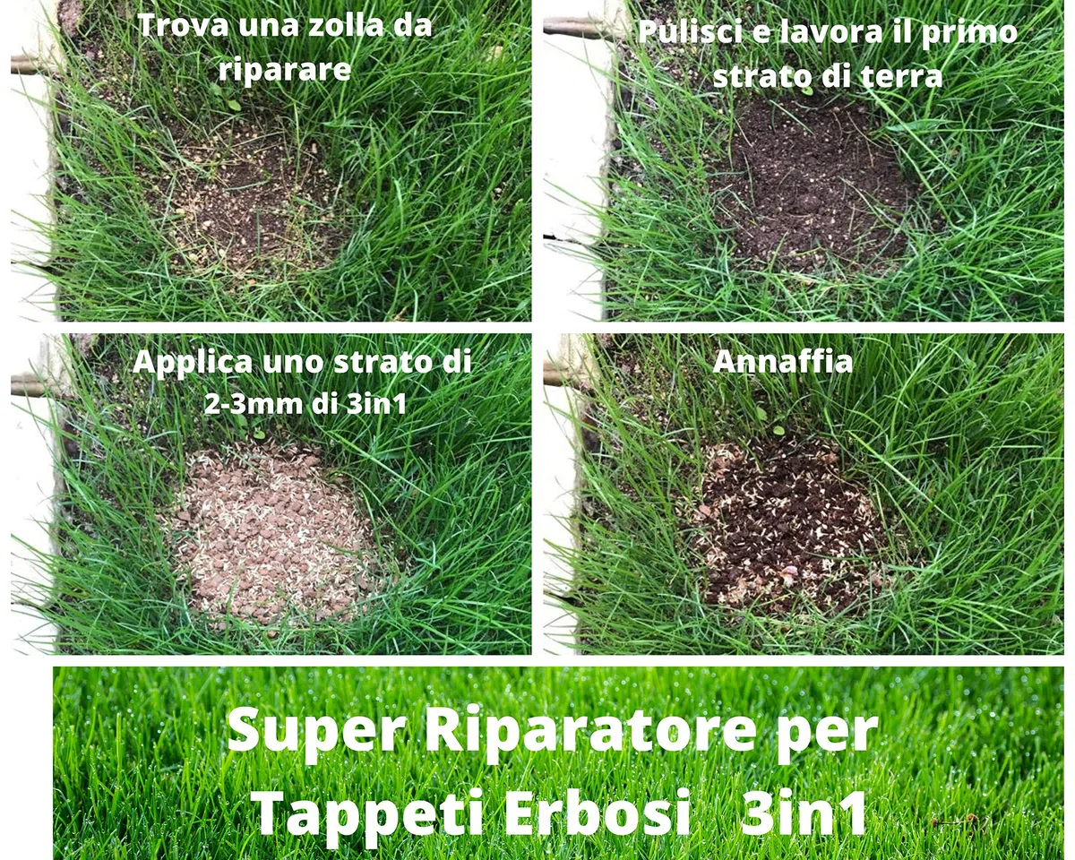 Riparatore Prato 3in1 - Sermenti Prato per Risemina con Concime e Terriccio per Rapida Ricrescita