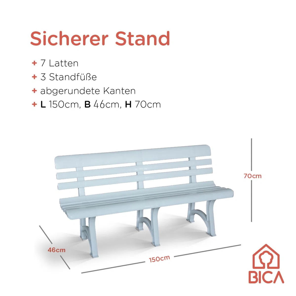 Bica 89 Olimpia Panchina, Bianco, 150x53x77 cm