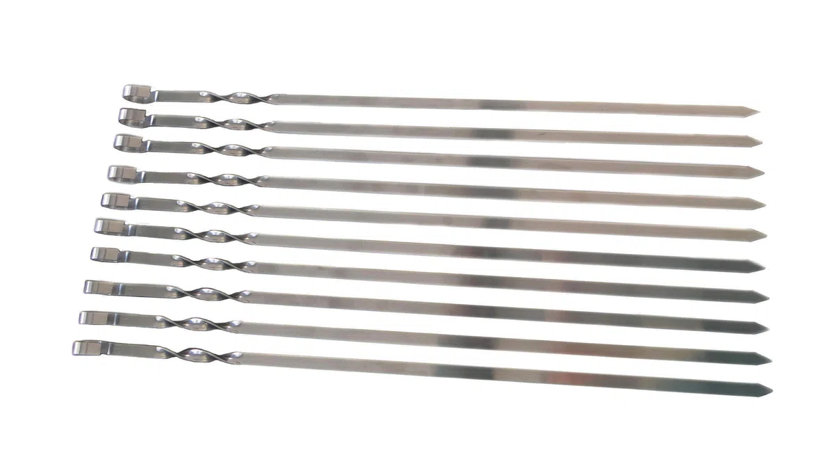 20 spiedini per barbecue in acciaio inossidabile 60 cm - 1 cm di larghezza - solidi 2 mm di spessore/spessore