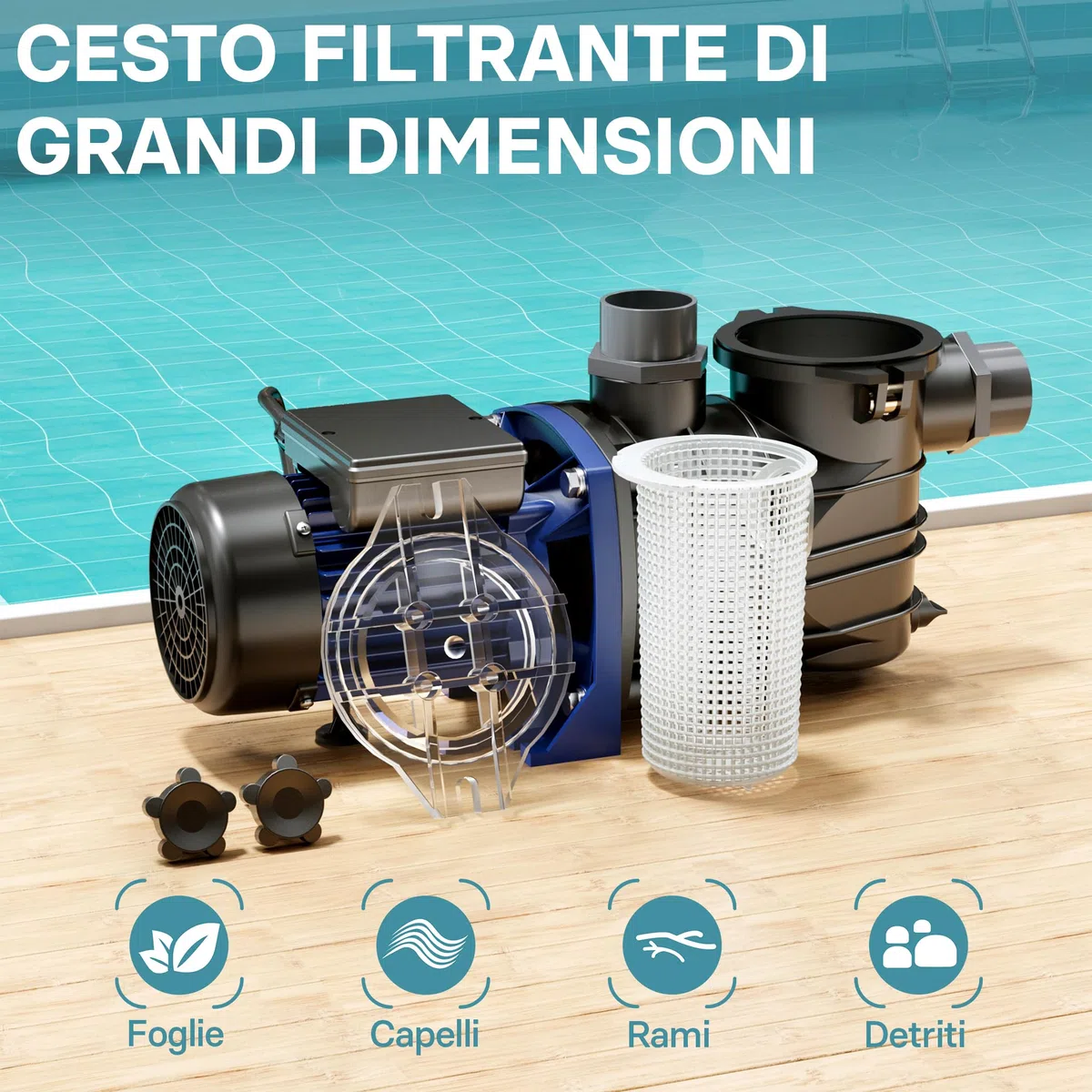 Pompa piscina per ricircolo e filtraggio 17700 l/h 1100 W Pompa di circolazione