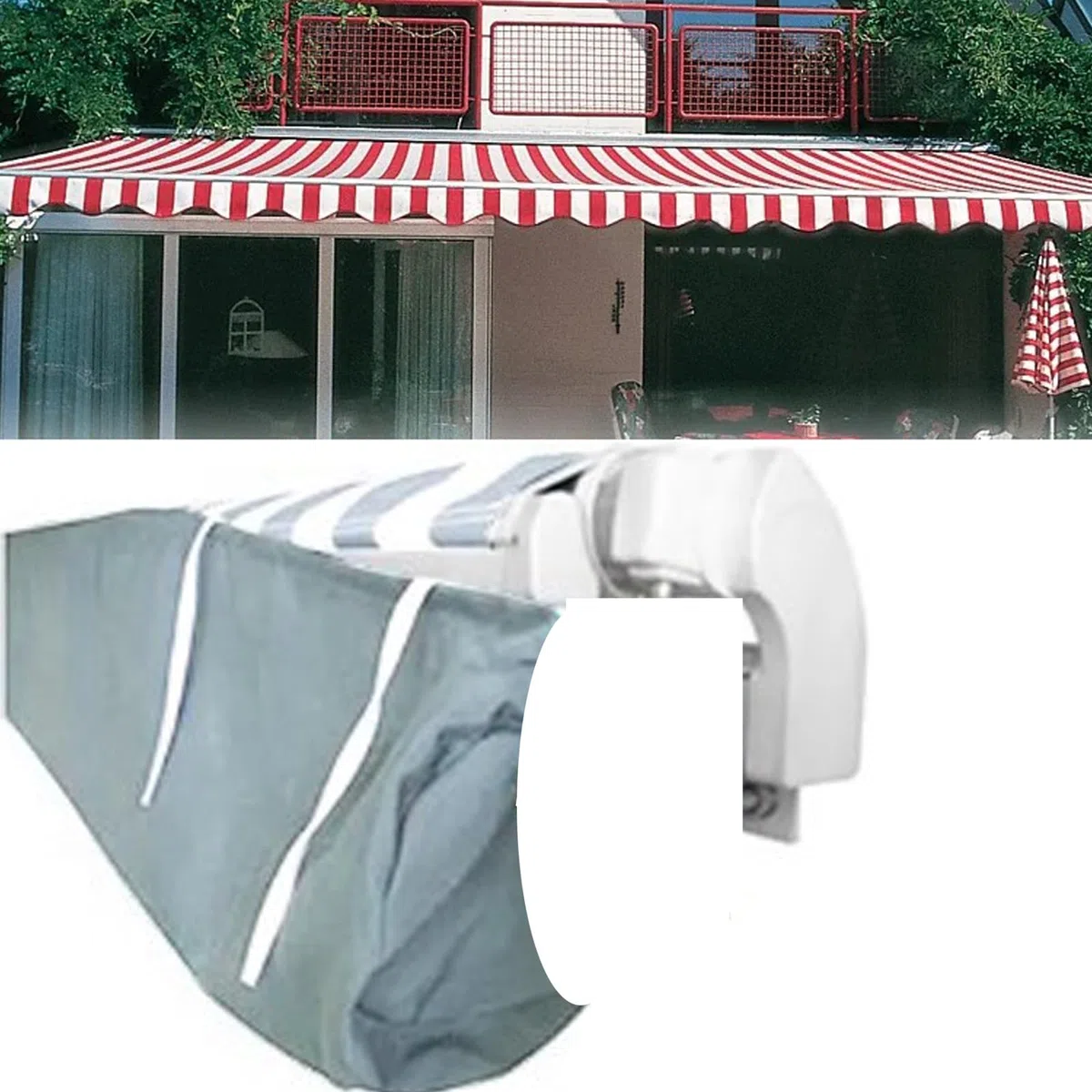 Copertura per Tenda da Sole, Tettoia di Protezione Retrattile, Copertura Protettiva per Riparo, in Tessuto di Poliestere Impermeabile Resistente, Larghezza 5 m, per Esterni, Giardino, Patio, Borsa