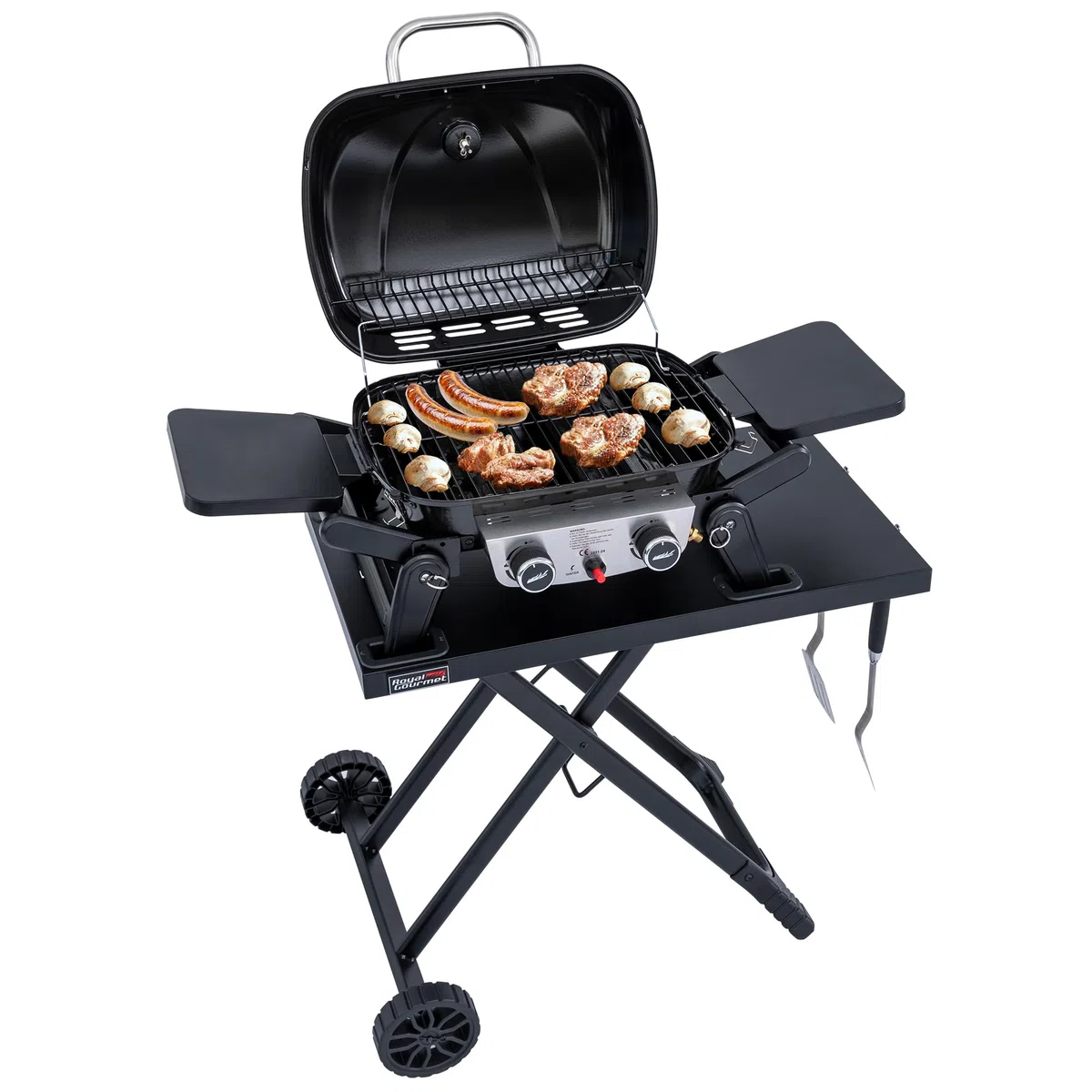 Royal Gourmet GT2201C-E Carrello Pieghevole per Barbecue Portatile, Carrello Pieghevole per Piastra con 2 Ganci per Serie GT2005-F, Adatto per Il Campeggio, Piano del Tavolo, 79 x 46,8 cm