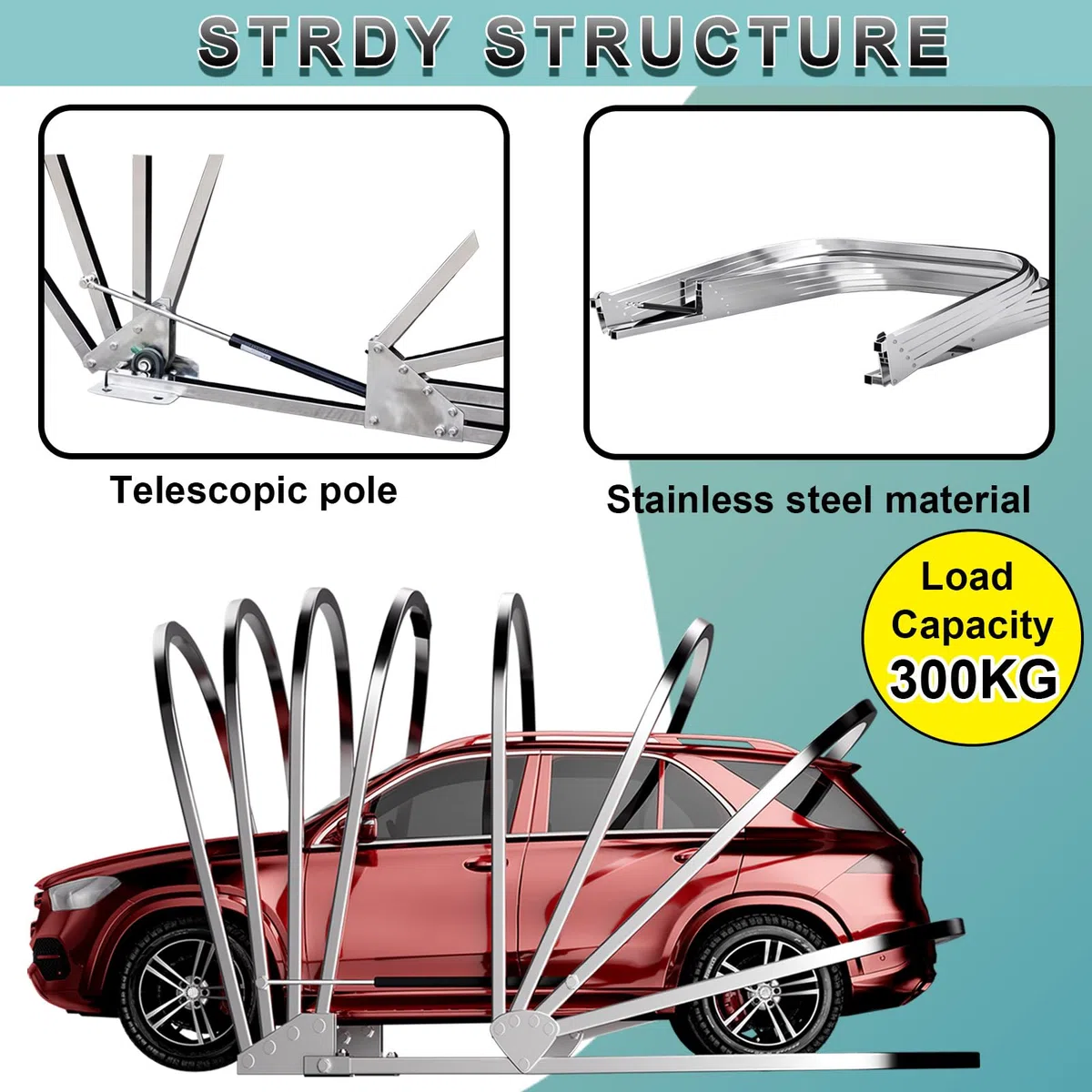 Garage Retrattile, Tettoia Temporanea per Auto, Riparo Portatile per Auto, Tettoia Resistente alle Intemperie, Chiudibile a Chiave per Berline, Motociclette, Cortile