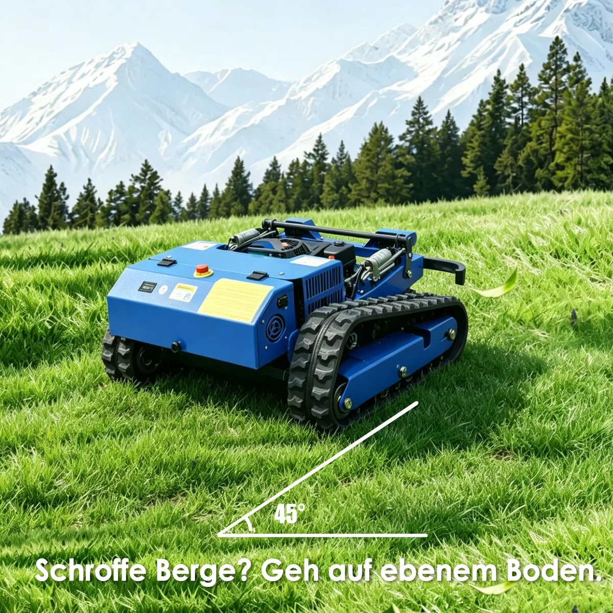 Robot Tosaerba telecomandato su ciniglia, 4 x 4, ibrido di olio-elettrico, per terreni incidenti e decespugliamento