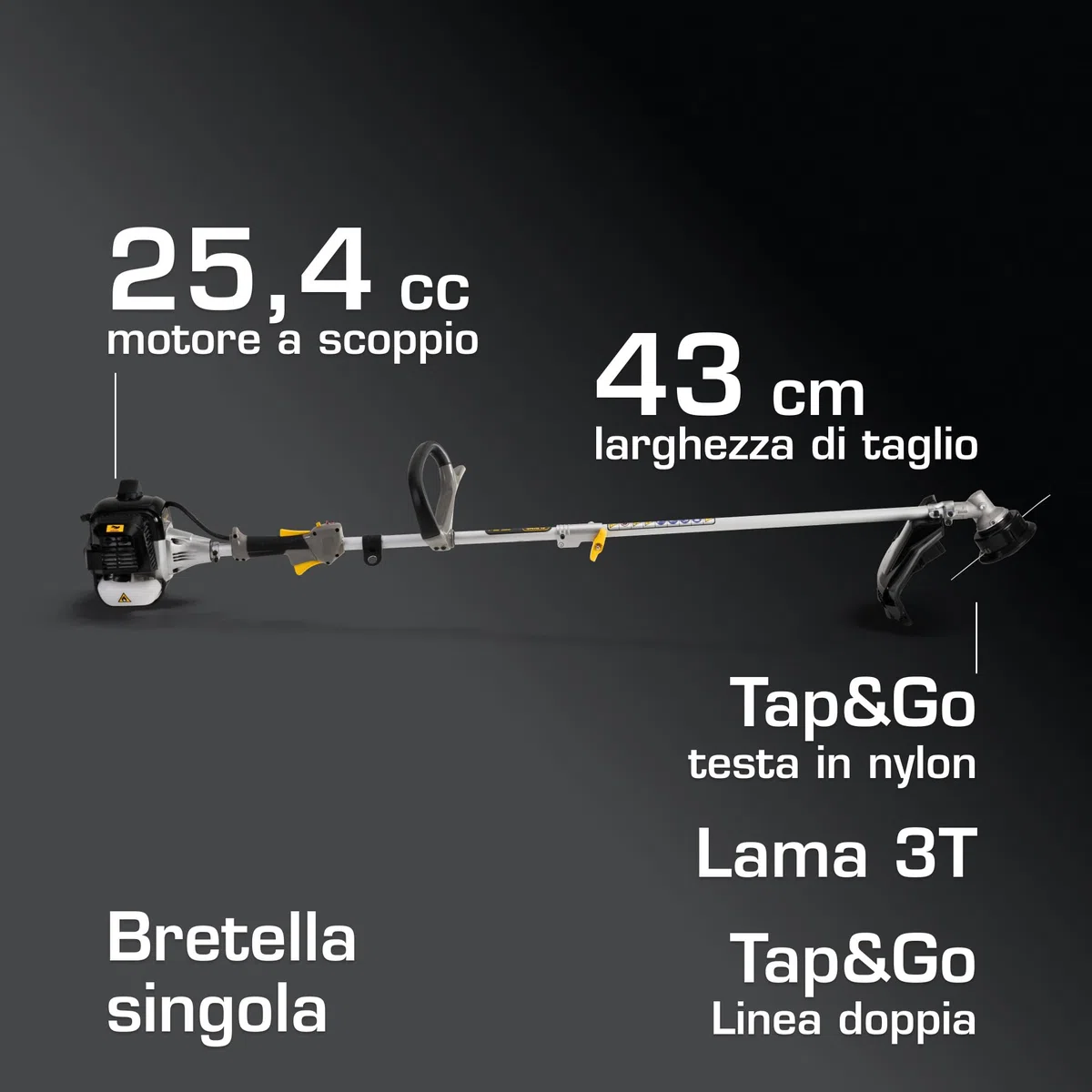 Alpina ABR 26 J Decespugliatore A Scoppio, 25,4 cc, 700 W – Asta Divisibile, Easy Start – Per Erba Incolta E Vegetazione Fitta