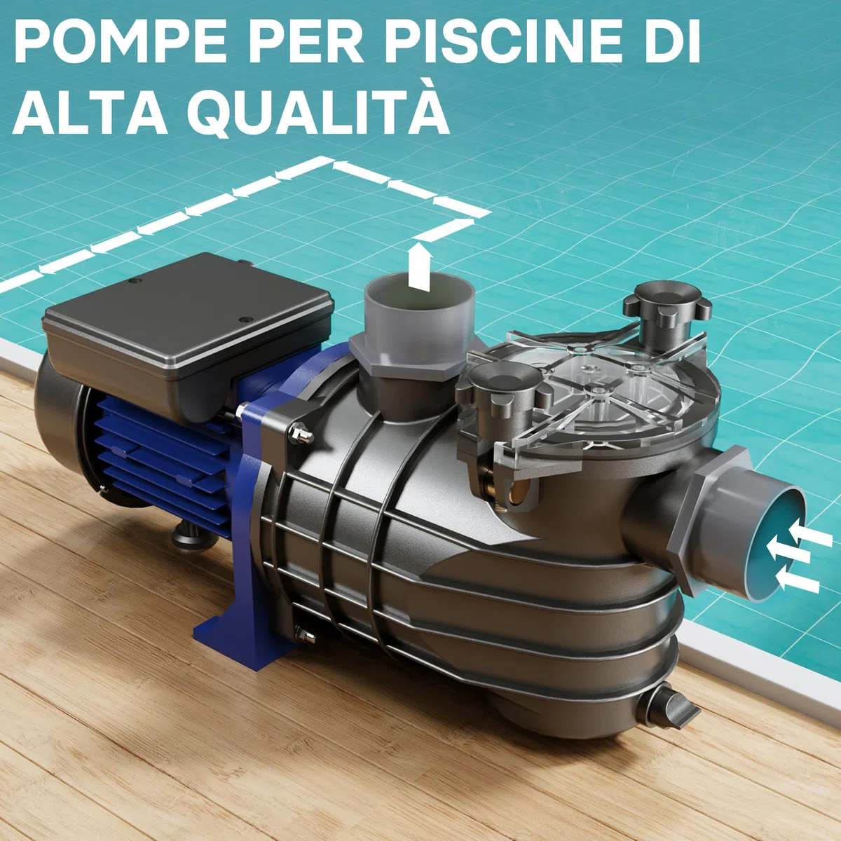 Pompa piscina per ricircolo e filtraggio 11700 l/h 250 W Pompa di circolazione
