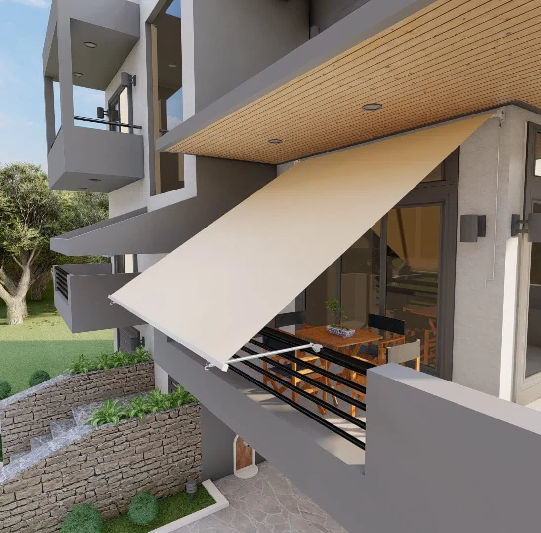 Tenda da sole a caduta con bracci per balcone terrazzo finestra 300cm Beige Golisa
